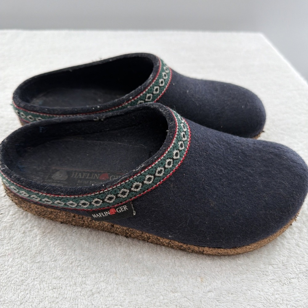 Haflinger Reine Classic Wool Felt Clogs Slippers 36 Euro Germany Navy 5.5 US